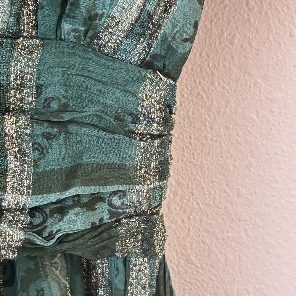 Ciebon Green Spakle Dress Womens‎ S Ruched Fit Flare Midi Cocktail Formal - Picture 8 of 11